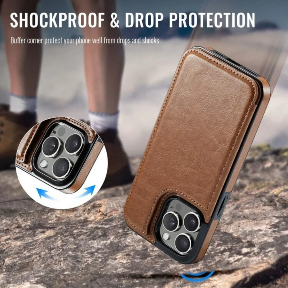 New Brown Leather Wallet Phone Case iphone 16